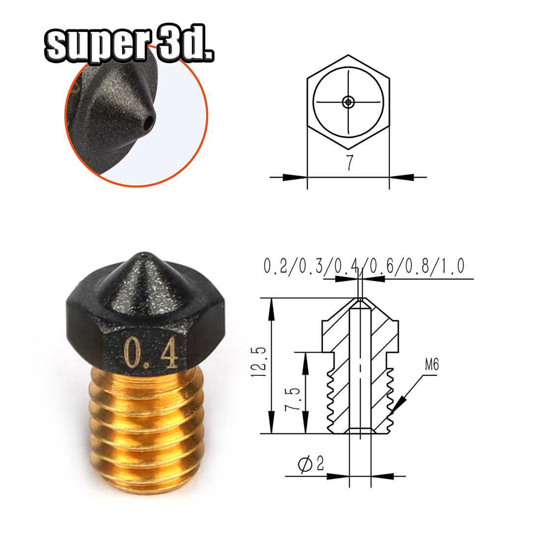 1/2/5Pcs V6 PTFE dysza mosiężn – Nozzle Tungsten recenzja i cena