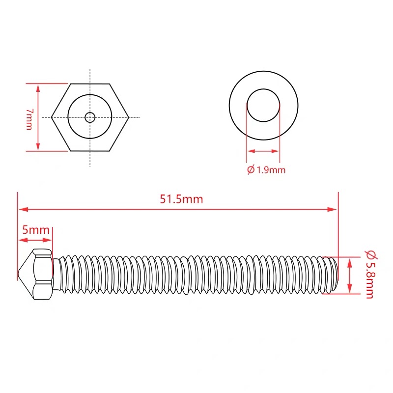 Przedłużona dysza z mosiądzu S – Printer Nozzle recenzja i cena